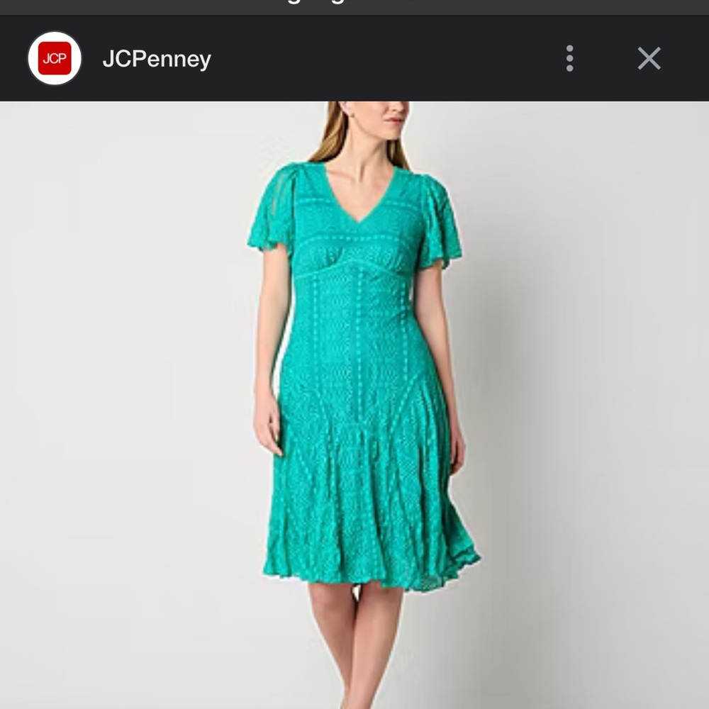 JCPenney Green Ruffled Tiered Midi Dress